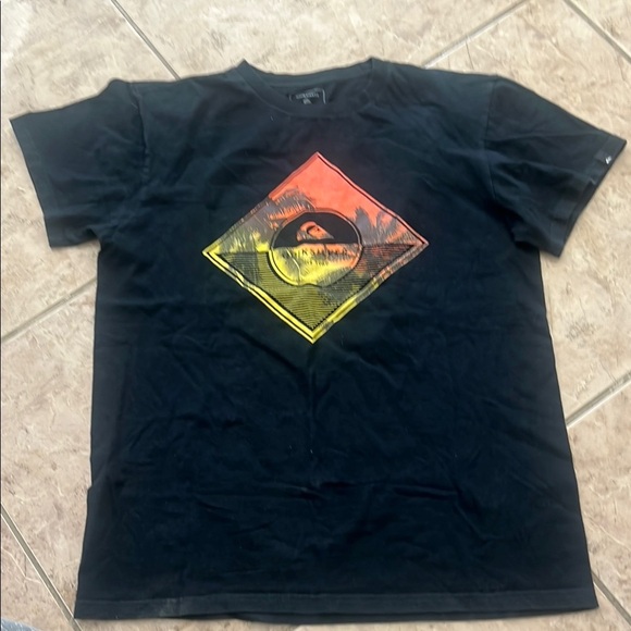 Quiksilver Black and Orange Short Sleeve Tee Medium - Picture 1 of 5